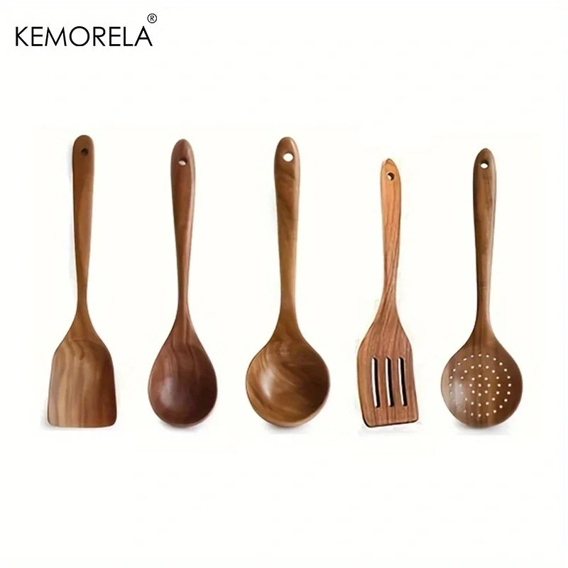 Teakhouten Keukengerei Set — Natuurlijk Mooi & Krasvrij