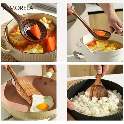 Teakhouten Keukengerei Set — Natuurlijk Mooi & Krasvrij