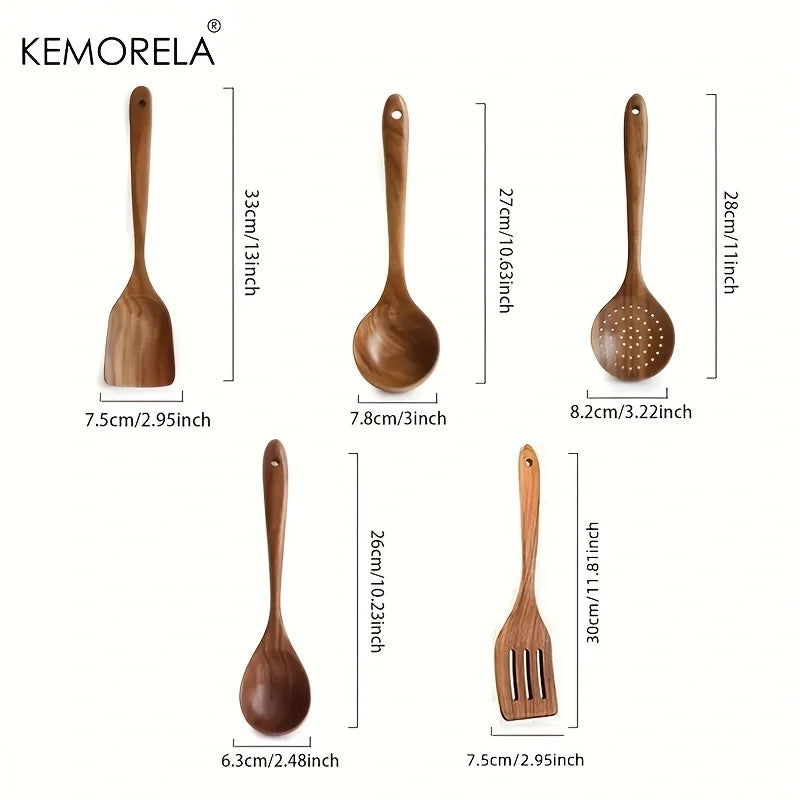 Teakhouten Keukengerei Set — Natuurlijk Mooi & Krasvrij