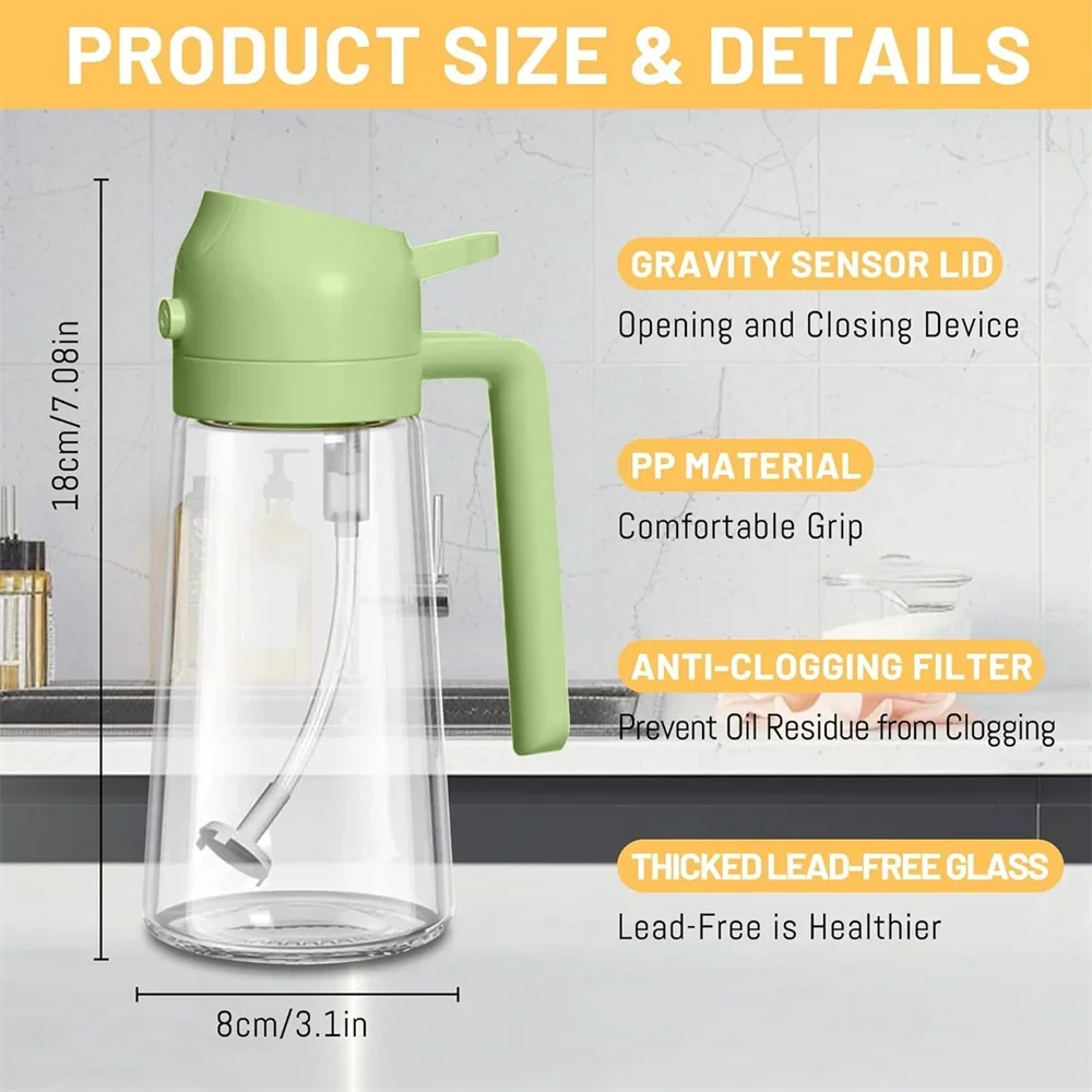 Glazen Oliespuit 2-in-1 — Spuiten én Schenken (470 ml)