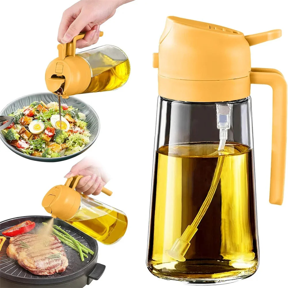 Glazen Oliespuit 2-in-1 — Spuiten én Schenken (470 ml)