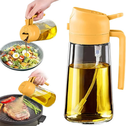 Glazen Oliespuit 2-in-1 — Spuiten én Schenken (470 ml)