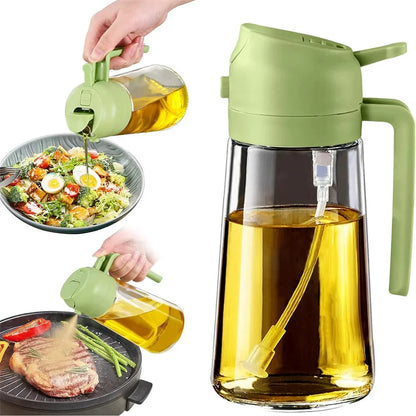 Groene glazen oliespuit 2-in-1 met olie