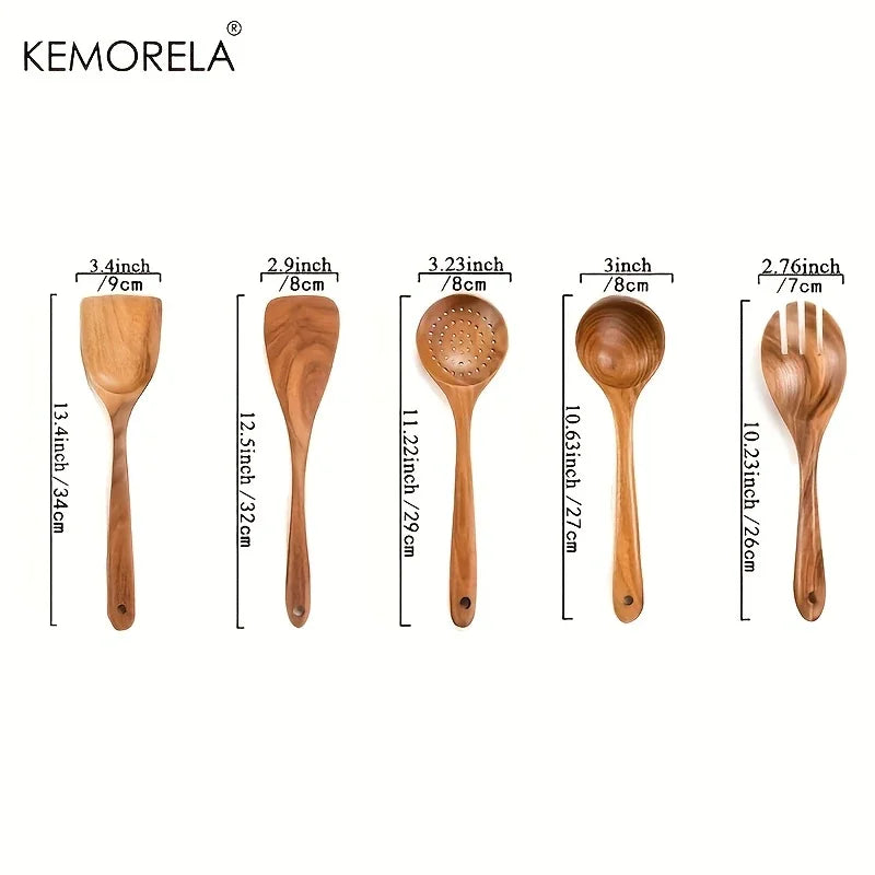 Teakhouten Keukengerei Set — Natuurlijk Mooi & Krasvrij