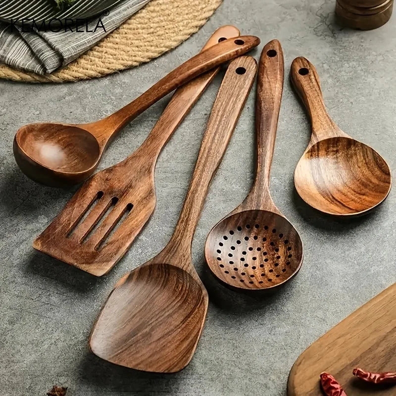 Teakhouten Keukengerei Set — Natuurlijk Mooi & Krasvrij