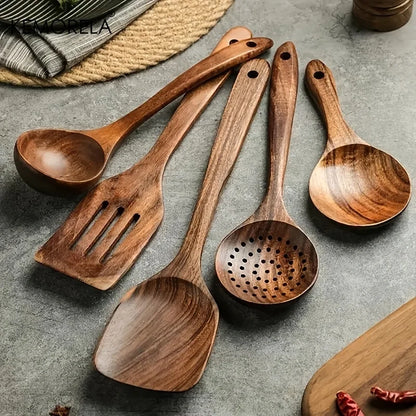 Teakhouten Keukengerei Set — Natuurlijk Mooi & Krasvrij