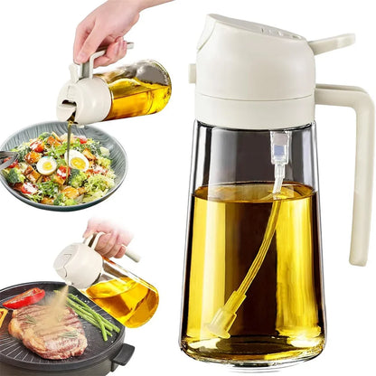 Glazen Oliespuit 2-in-1 — Spuiten én Schenken (470 ml)