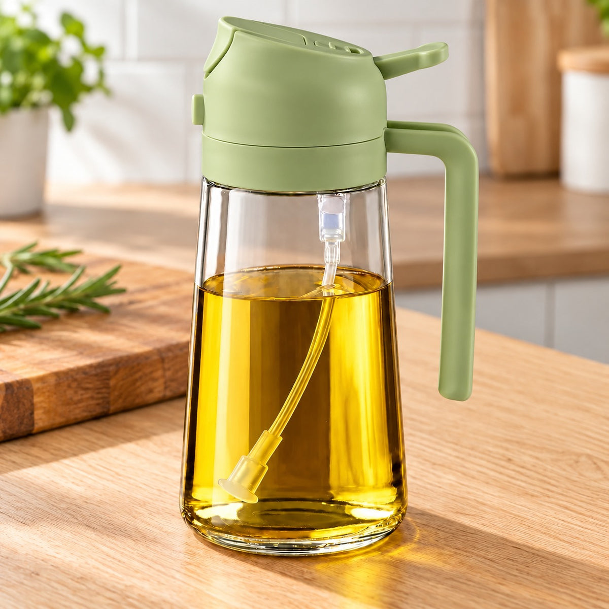 Glazen oliespuit 2-in-1 in groen