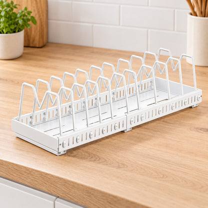 Uittrekbare pannenorganizer in wit