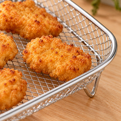 Close-up van het RVS-gaas van het airfryer-rek